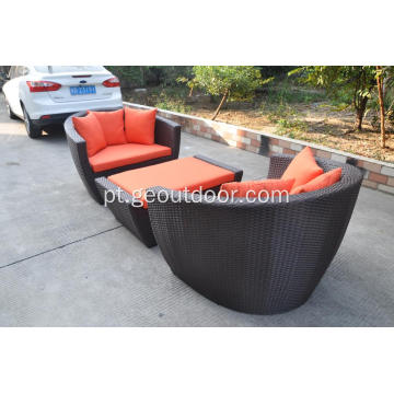 3pcs laranja rattan aliminum quadro conjunto de sofás